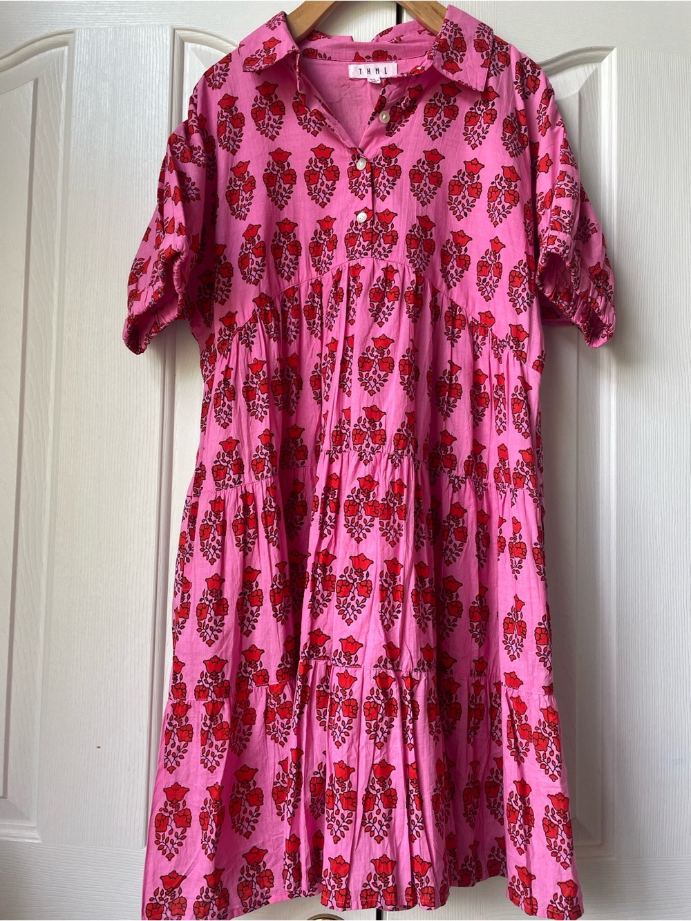 THML Pink Dress with Red Floral Print